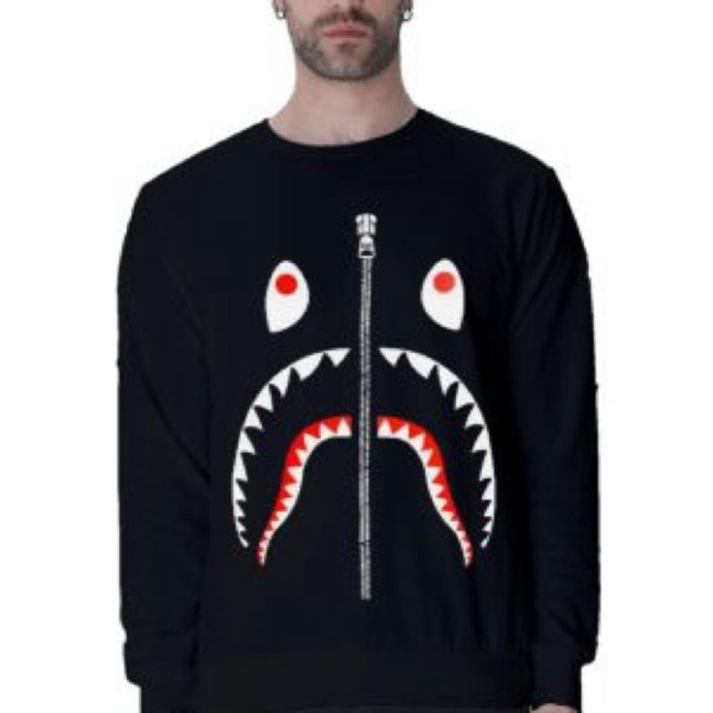 NWOT Authentic BAPE Black Shark Sweatshirt SZ XXL
